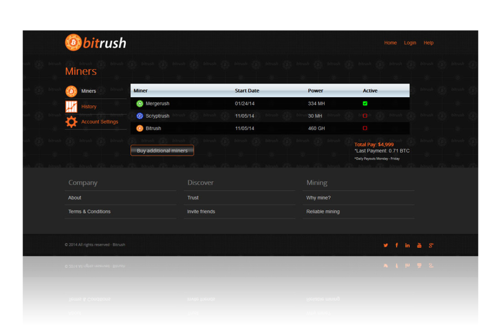 Desktop view of the Bitrush dashboard.