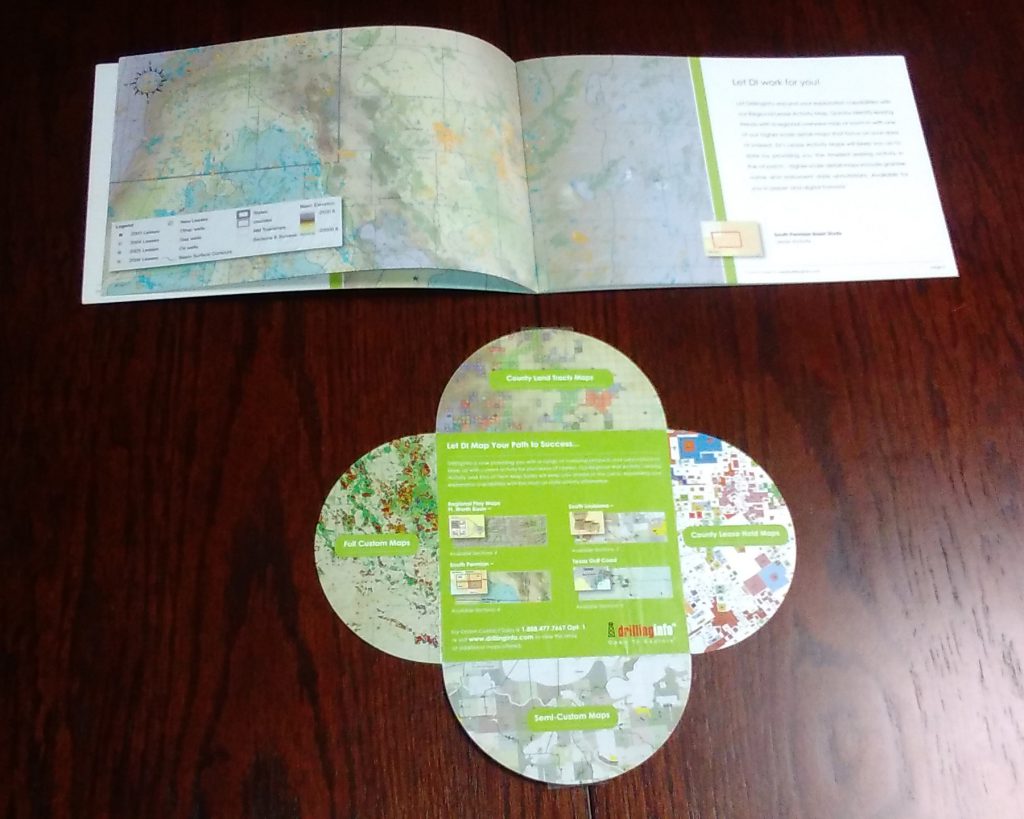 Drillinginfo brochure and quad fold internal view.