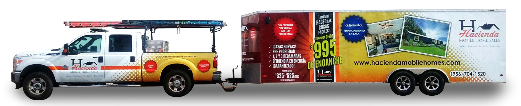 Showcasing custom vehicle wrap design services created for Hacienda Mobile Home Sales, helping businesses in the Rio Grande Valley increase brand visibility and recognition on the road.