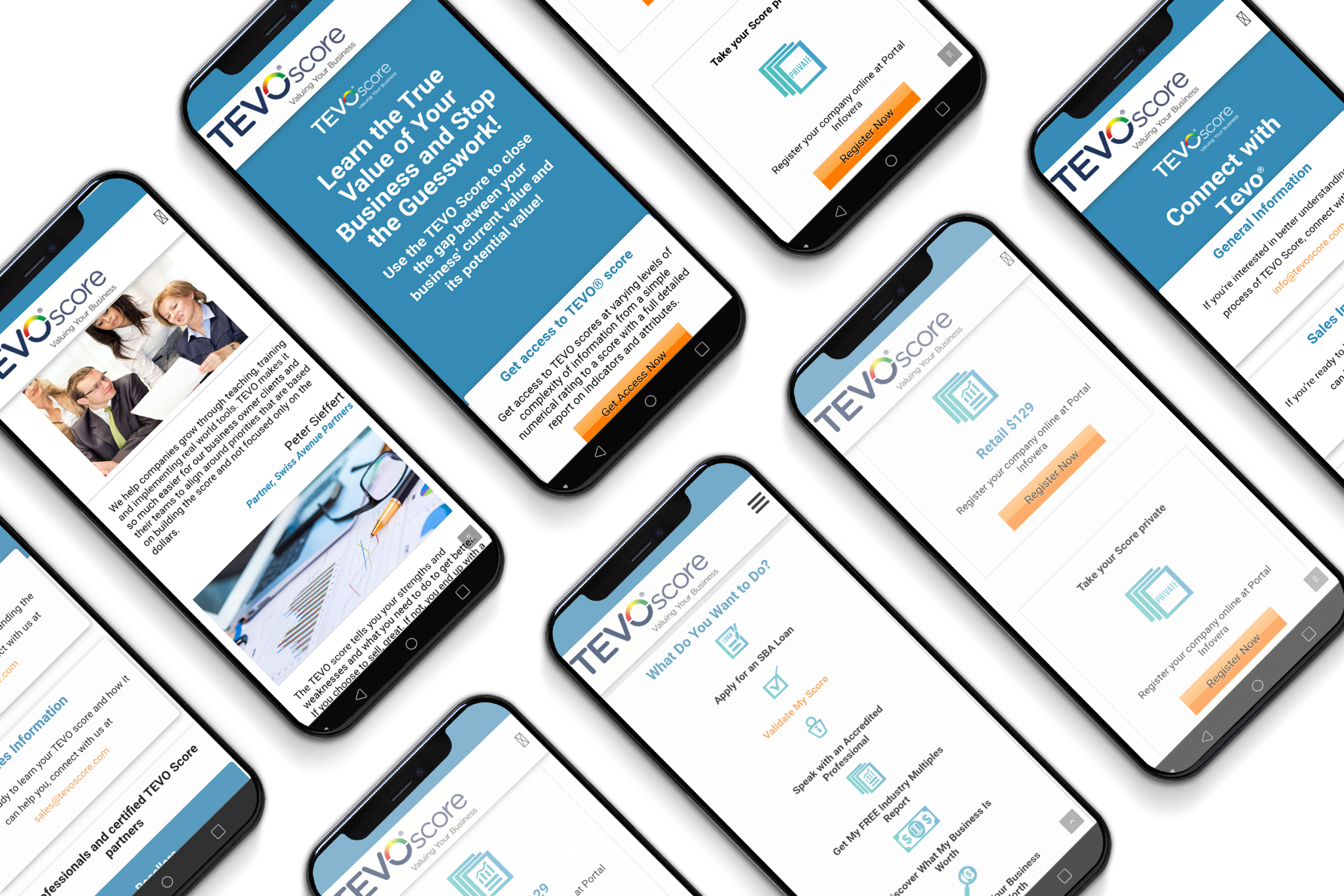 Tevoscore website mobile view.